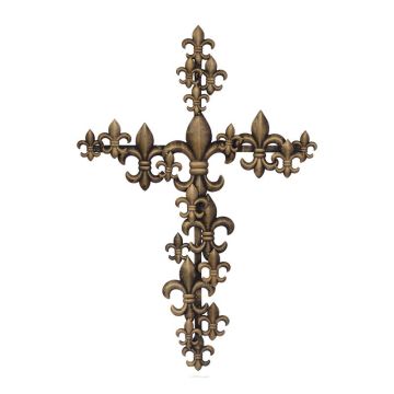 AN IRON WALL DECOR CROSS WITH FRENCH LILIES (RX-312)