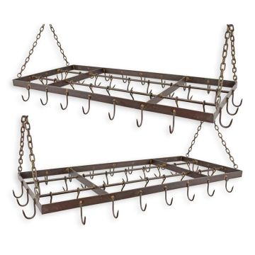 A PAIR OF RECTANGULAR IRON POT AND PAN RACKS