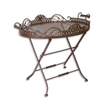 A BROWN IRON BUTLER TABLE
