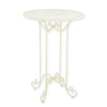 A WHITE IRON BAR TABLE
