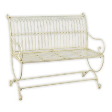 A WHITE IRON GARDEN BENCH