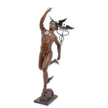 A BRONZE SCULPTURE OF MERCURY