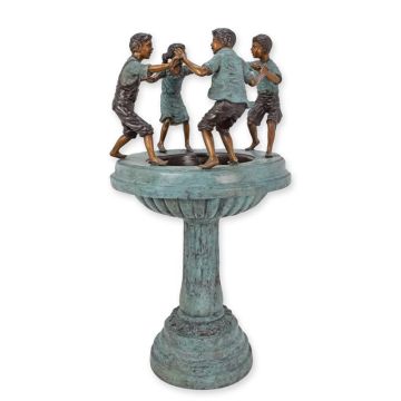 A BRONZE FOUNTAIN WITH 4 CHILDREN