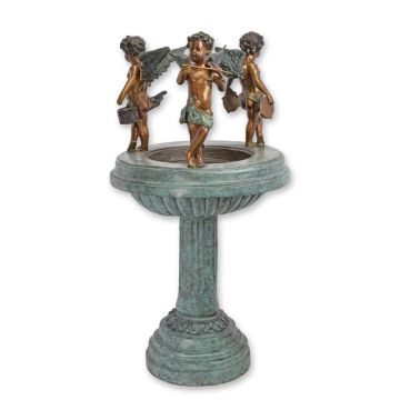 A BRONZE THREE CUPIDS FOUNTAIN
