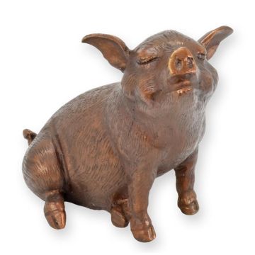 A BRONZE PIG SITTING (SMALL)