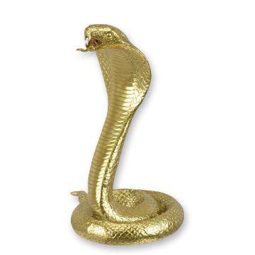 A BRONZE SCULPTURE OF A COBRA - GOLD COLOR