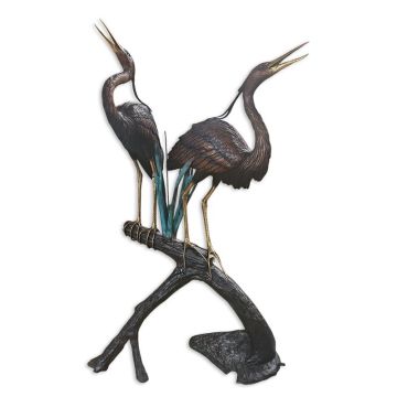 A BRONZE HERON FOUNTAIN