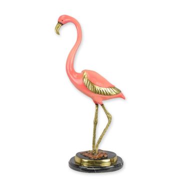 A BRONZE SCULPTURE OF A FLAMINGO