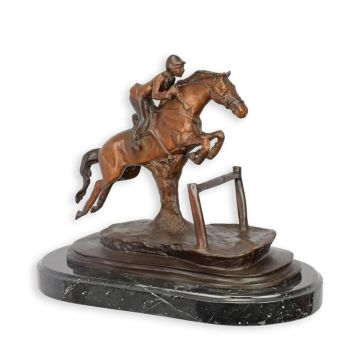 A BRONZE SCULPTURE OF A HORSE AND RIDER