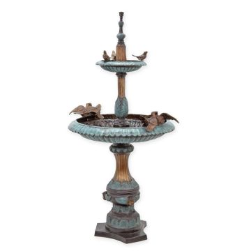 A TWO TIER BRONZE FOUNTAIN