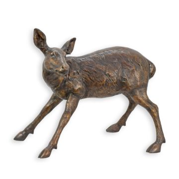 A BRONZE SCULPTURE OF A BABY DEER