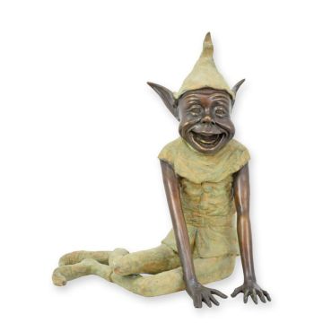 A BRONZE SCULPTURE OF A SITTING GOBLIN