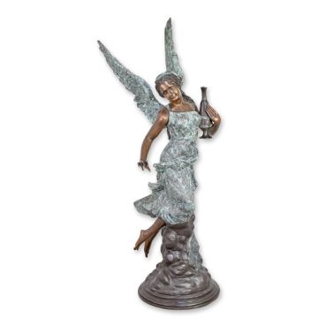 A BRONZE SCULPTURE OF A WINGED FEMALE