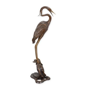 A BRONZE HERON FOUNTAIN