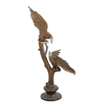 A BRONZE SCULPTURE OF TWO EAGLES