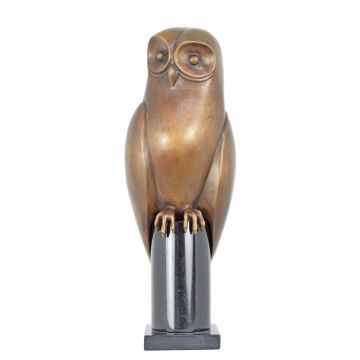 A BRONZE SCULPTURE OF AN OWL