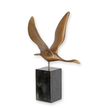 A MODERNIST BRONZE SCULPTURE OF A FLYING SWAN