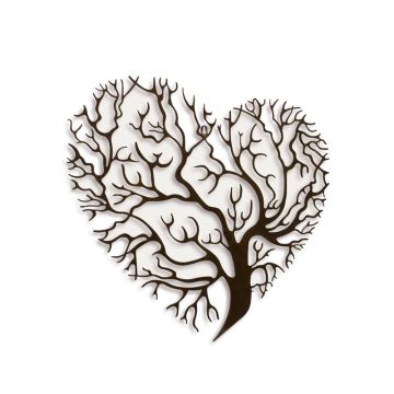 A PAIR OF HEART SHAPED METAL TREE WALL DECOR