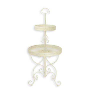 A 2-TIER ROUND IRON ETAGÈRE - WHITE