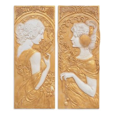Set van 2 art nouveau wandplaten