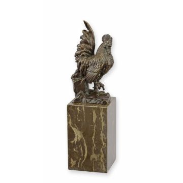 A BRONZE SCULPTURE OF A ROOSTER
