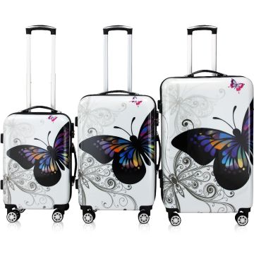 Reiskoffers Butterfly 3-delige polycarbonaat
