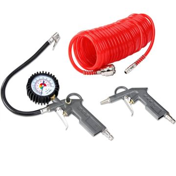 Perslucht Toebehoor Set van 3 Pistool Manometer Spiraalslang