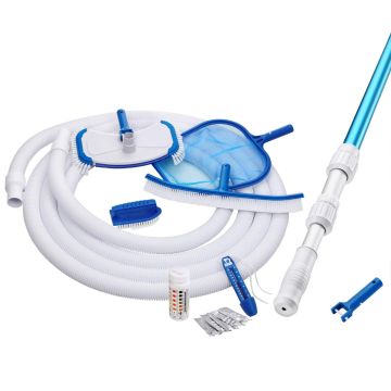 Zwembad reinigingsset 8-delig incl. telescoopsteel, waterthermometer en meer