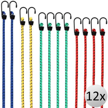 Bagagespin Met Haken 12 stuks Elastiek/Metaal 30-95cm