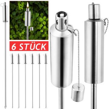Tuinfakkels 6 stuks RVS 115cm