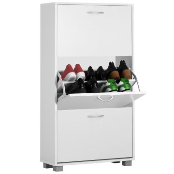 Schoenenkast 3 Kleppen 115x60x24cm Wit