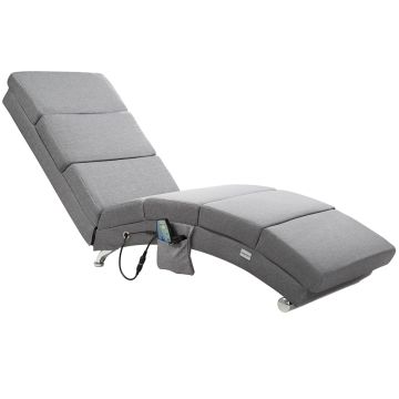Ligstoel Londen Grijs met Massage- & Verwarmingsfunctie