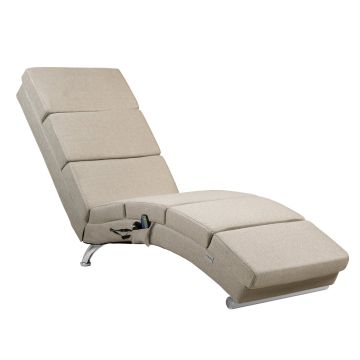 Ligstoel Londen Beige met Massage- & Verwarmingsfunctie