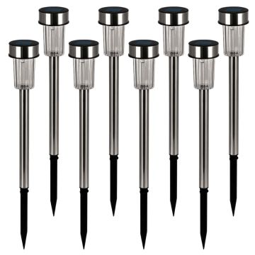 LED zonnelamp set van 8 roestvrij staal 37cm