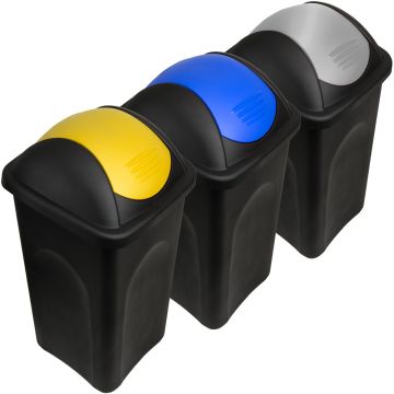 Afvalbak Geel/Blauw/Grijs 60L Set van 3