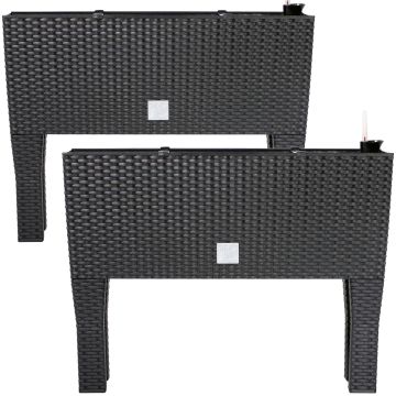 Hoge Plantenbak 2 stuks Antraciet Kunststof 60x25x46cm