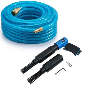 Persluchtslang Haspel + Nagelpistool Blauw Zwart 20M