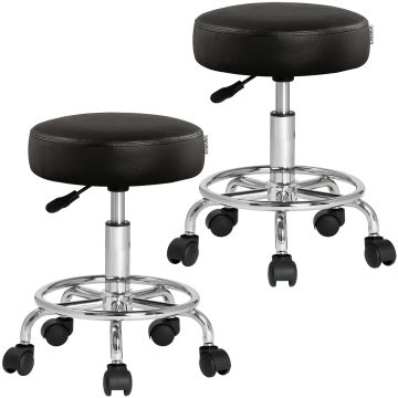 Rolkruk 2 Stuks Imitatieleer Zwart 360° draaibaar