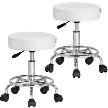 Rolkruk 2 Stuks Imitatieleer Wit 360° draaibaar