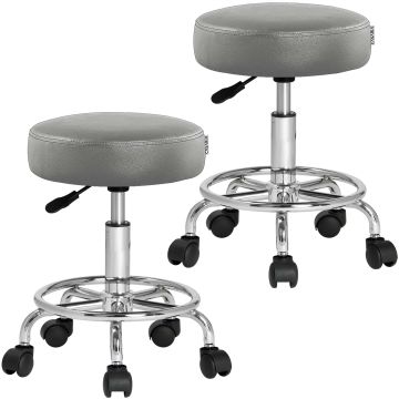 Rolkruk 2 Stuks Imitatieleer Grijs 360° draaibaar