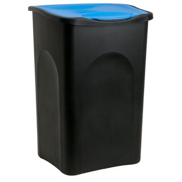 Vuilnisbak 50L Zwart/Blauw Kunststof