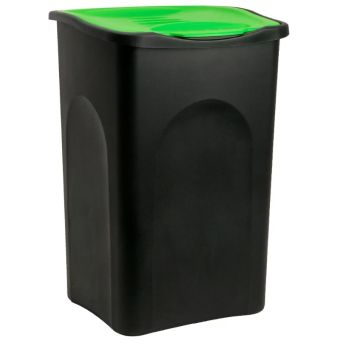 Vuilnisbak 50L Zwart/Groen Kunststof