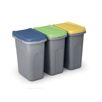 Afvalbak Set van 3 plastic 25L