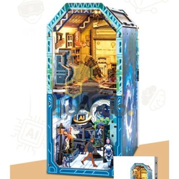 PlayfulMario AI World Boekensteun DIY Houten Bouwpakket met LED lamp 263 Onderdelen Modelbouw