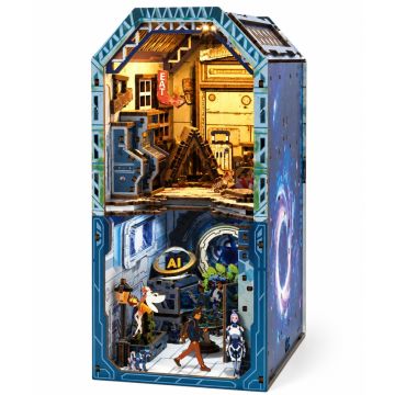 PlayfulMario AI World Boekensteun DIY Houten Bouwpakket met LED lamp 263 Onderdelen Modelbouw