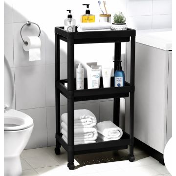 Badkamer of keuken trolley 73 x 54 x 18 cm kunststof zwart