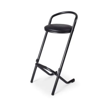 Stapelbare barkruk Utrecht grijs hamerslag frame met zwarte skai zitting