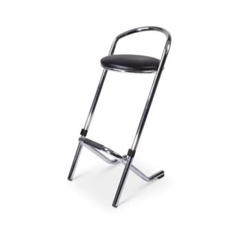 Stapelbare barkruk Utrecht verchroomd frame met zwarte skai zitting