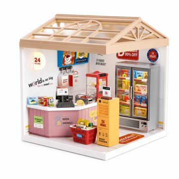 Dreamy mini house 24-uurswinkel convenience store met ledlamp DIY Modelbouw Knutselen