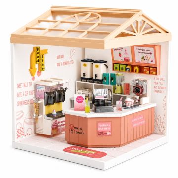 Dreamy mini house Melk en Thee Shop TeaShop met ledlamp DIY Modelbouw Knutselen